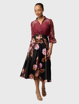 Maren Embroidered Cotton Silk Blouse - Garnet Orchid
