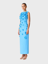 Dali Floral Applique Gown - Blue