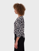 Sweatshirt With Leopard Print - Greige Pattern