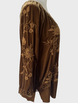 Millie Velvet Peasant Blouse - Bronze