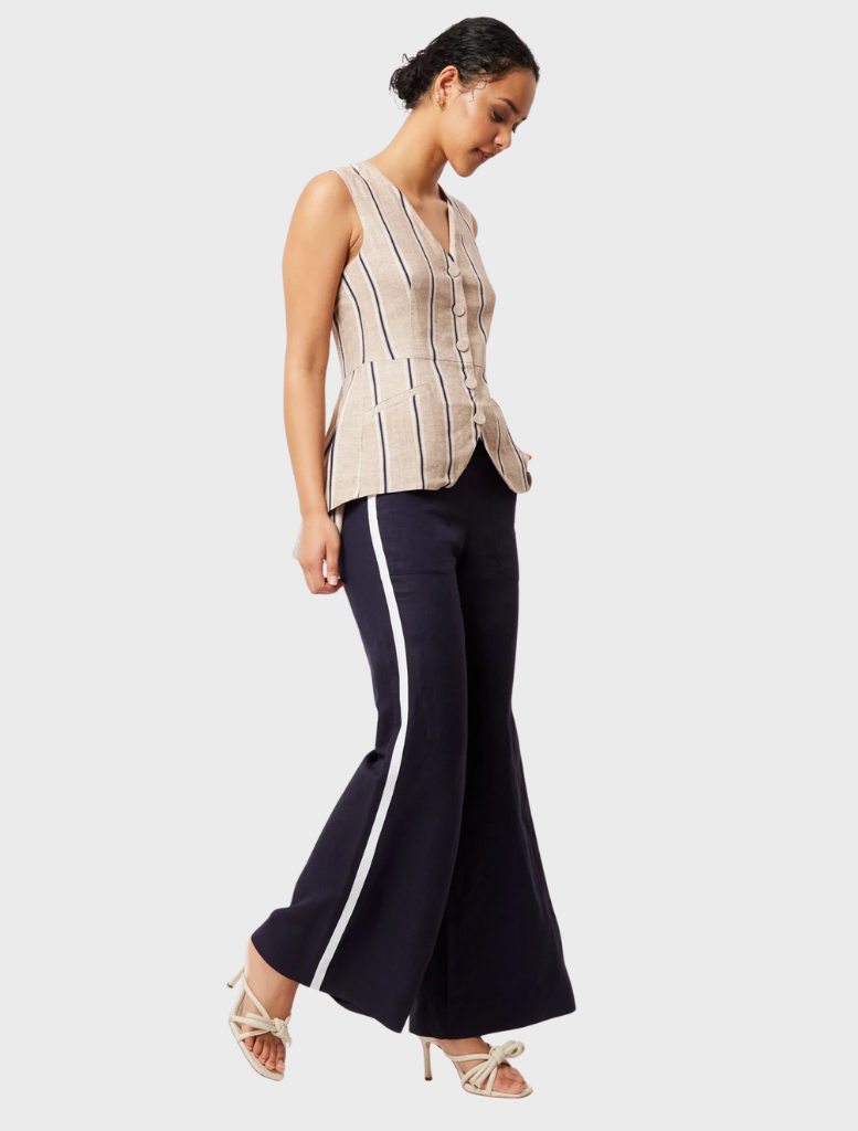 Grace Linen Vest - Cruise Stripe