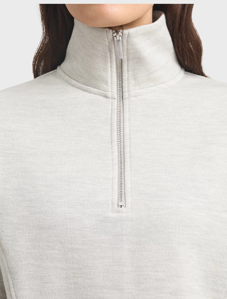 Lounge Cropped Half Zip - Grey Marl