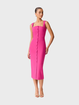 Elva Fitted Midi Dress - Magentapink