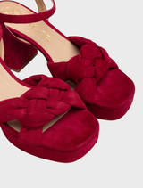Sandal With a Braided Vamp - Cranberry