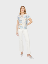 Woven Top - Porcelain/Blue