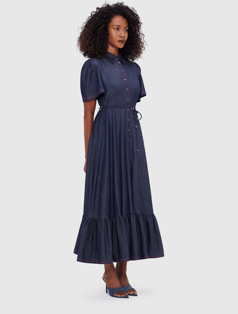 Roberta Denim Midi Dress - Indigo