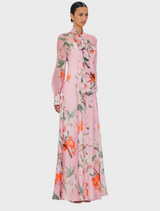Lilith Tie Neck Maxi Dress - Lavish Print in Pink