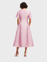 Caroline Short Sleeve Midi Dress -  Pastel Pink