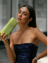 Camille Ombre Hotfix Clutch - Chartreuse