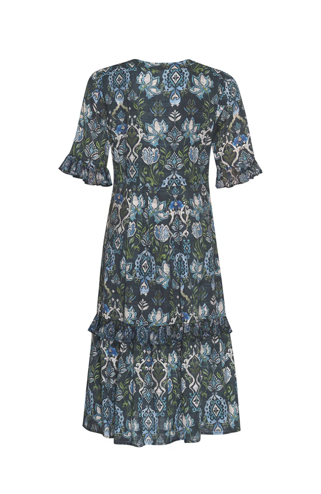 Lucca Midi Dress - Indigo multi