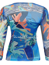 'Palmetto Series' V-Neck Mesh Top - Style 25690