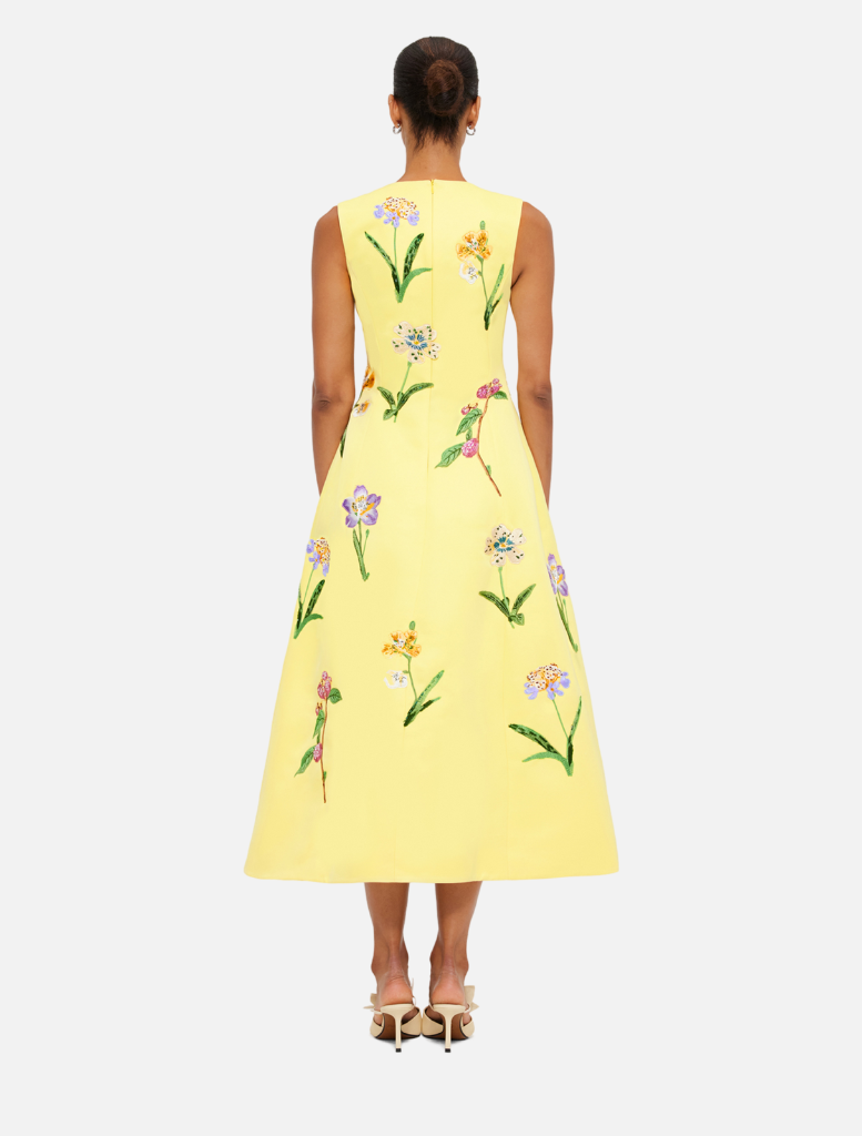Cleo Midi Dress - Wild Flower In Sorbet Yellow