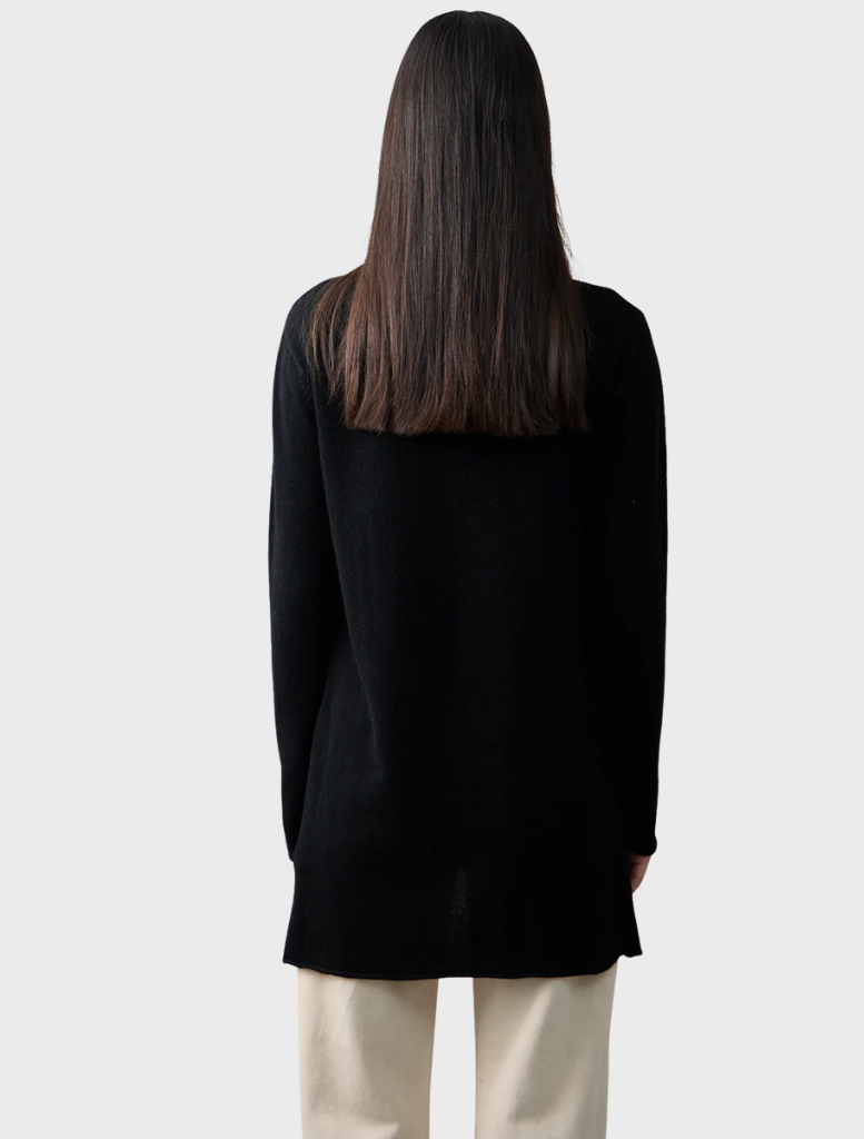 Pure Essentials Soft Roll Cardigan - Jet Black