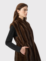 Straight Fit Faux Fur Vest - Brown