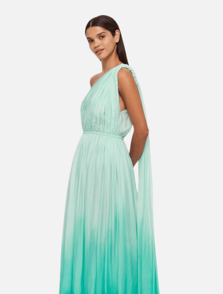 Adriana One Shoulder Maxi Dress - Ombre Turquoise