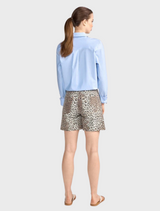 Denim Shorts With Leopard Print - Caffee Latte