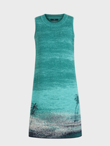 Dress, Urban Sun Pattern - Navy aqua