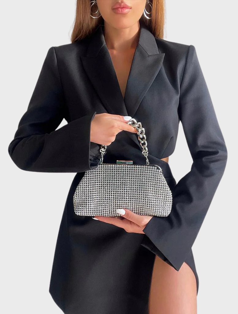 Jerry Crystal Vintage Clutch - Silver