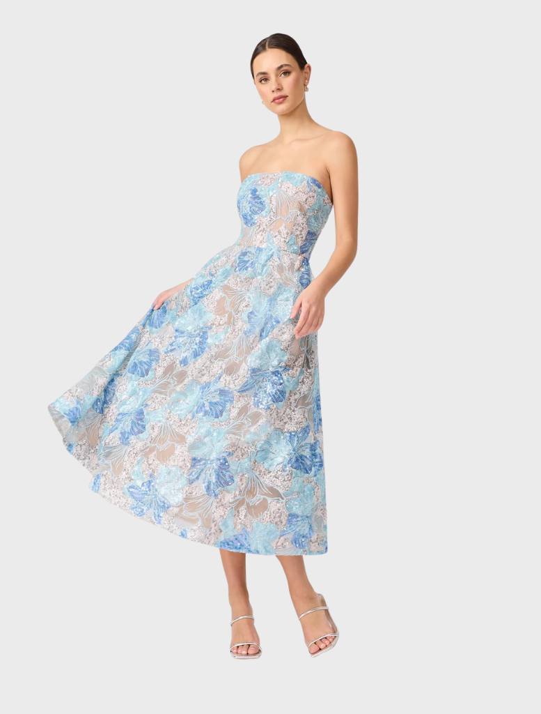 Leonie Cocktail Midi Dress - Blue