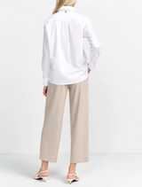 Shirt Blouse With Concealed Button Placket - White