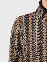 Rylie Reversible Placement Print Ponte & Faux Fur Jacket - Black Bromegrass