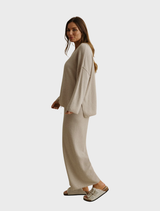 Winter Retreat Merino Cotton Pullover - Wheat