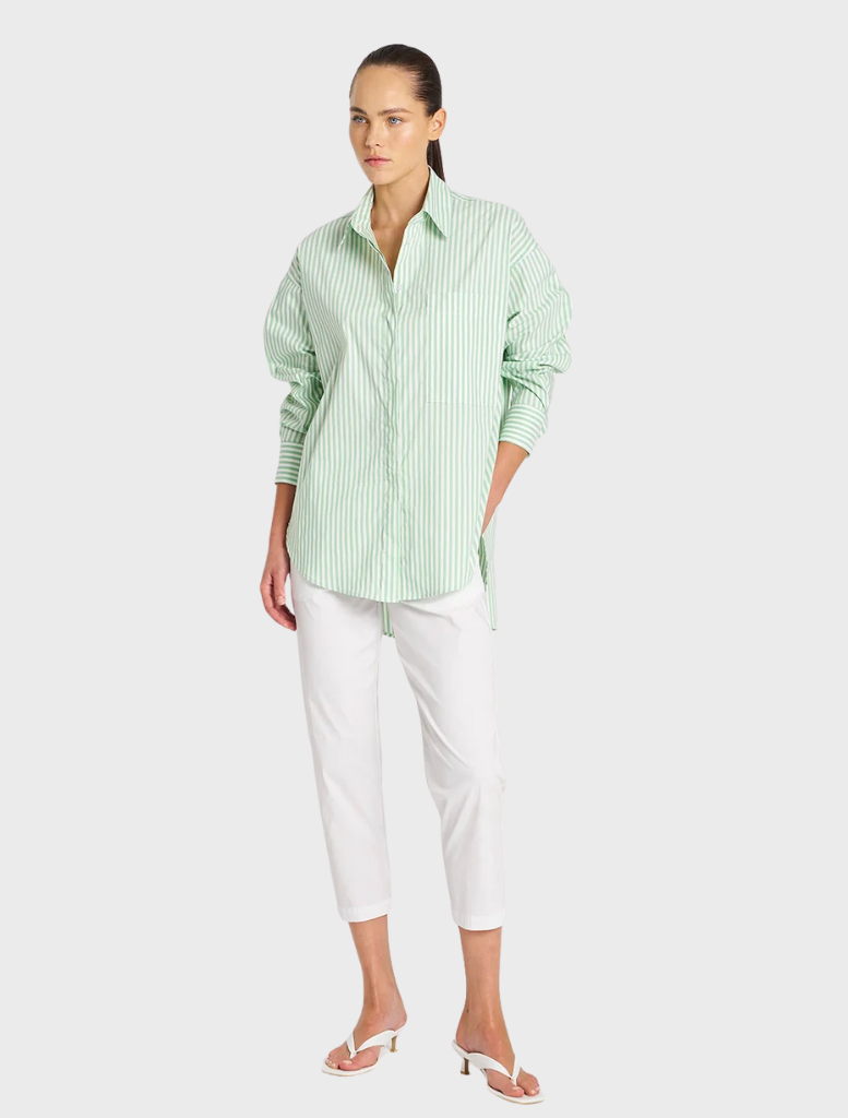 Relaxed Pocket Shirt - Palm/White