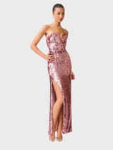 Alissa Sequin Strapless Gown - Pink