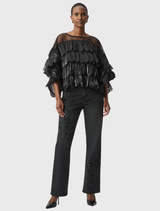 Crystal Organza Novelty Top - Black