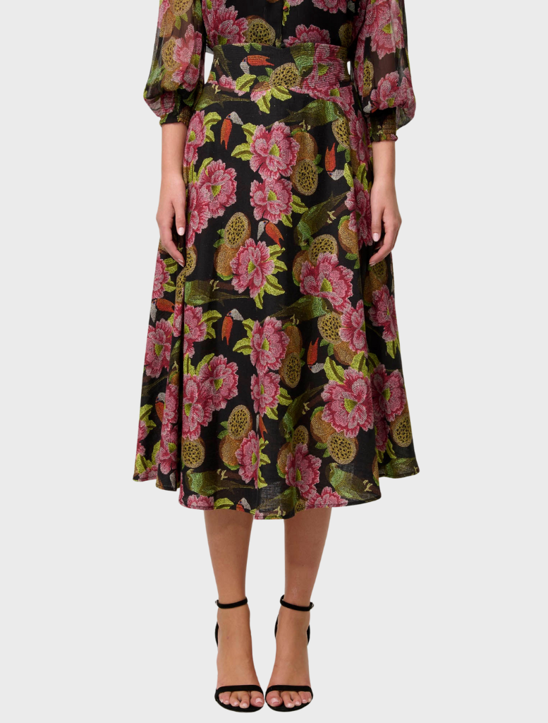 Estrella Linen Viscose Skirt - Winter Granadilla