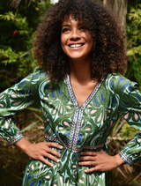 Tier She Goes Dress - Green/Blue