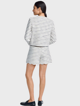 Striped High-Waist Shorts - Pearl White