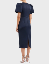 Ayla Short Sleeve Midi Dress - Navy