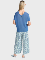 Knitted Shirt With Back Neckline - Palace Blue