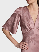 Gisele Flounce Sleeve Midi - Blush Brown