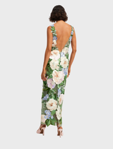 Floral Hand Embroidered Backless Maxi Dress- Blossom