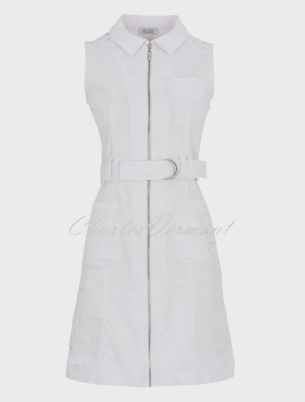 'White Is White' Zip Dress With Rhinestone Detail - Style 25196