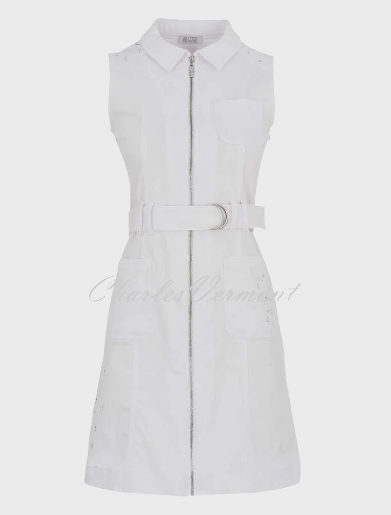 'White Is White' Zip Dress With Rhinestone Detail - Style 25196