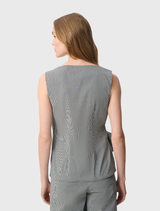 Gingham Tie Waist Sleeveless Top - Black/White