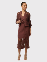 Solene Cotton Blend Lace Bomber - Rosewood