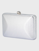 Chica Metallic Textured Clutch - Silver