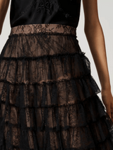 Long Chantilly Lace Skirt - Black