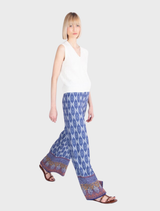 Jacquard Pants, Mediterranean Motif - Navy Blue