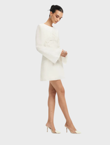 Suzanne Applique Bell Sleeve Mini Dress - Snow
