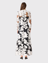 Bloomnoir Long Sleeve Maxi Dress - Black & White