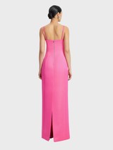 Arianna Appliqué Floral Maxi Dress - Peony Print in Fuchsia