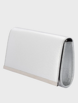 Maddie Metallic Embossed Foldover Clutch - Silver