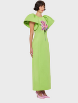Lucinda Embellished Maxi Dress - Lily Print in Parakeet