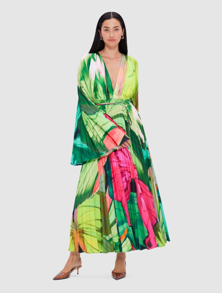 Tatiana Maxi Dress - Papillon Print in Green