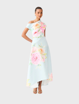 Harper Asymmetrical Gown - Baby Blue Floral